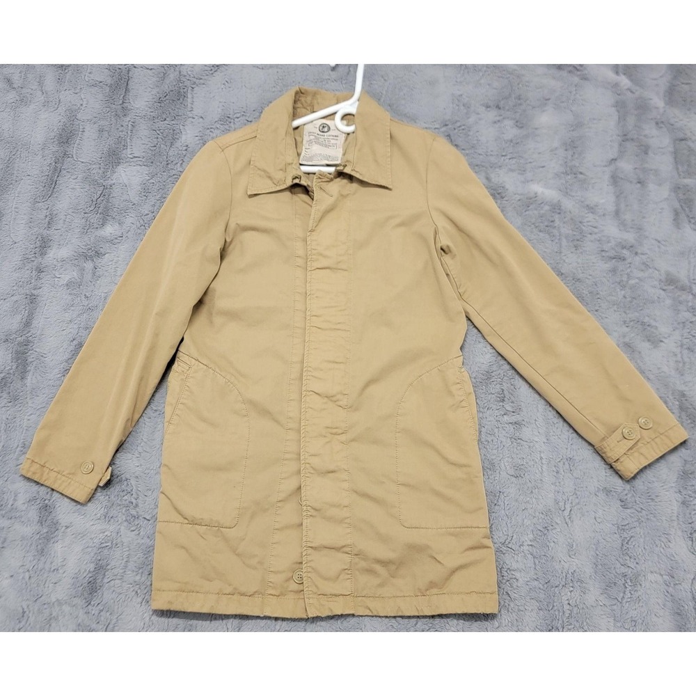 Lucky Brand Jacket Womens Medium Beige Canvas Field Trench Zip Pockets